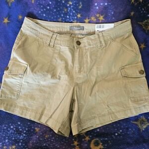 Natural Reflections Womens Cargo Shorts 10 Khaki‎ Stretch Outdoor Hiking Casual